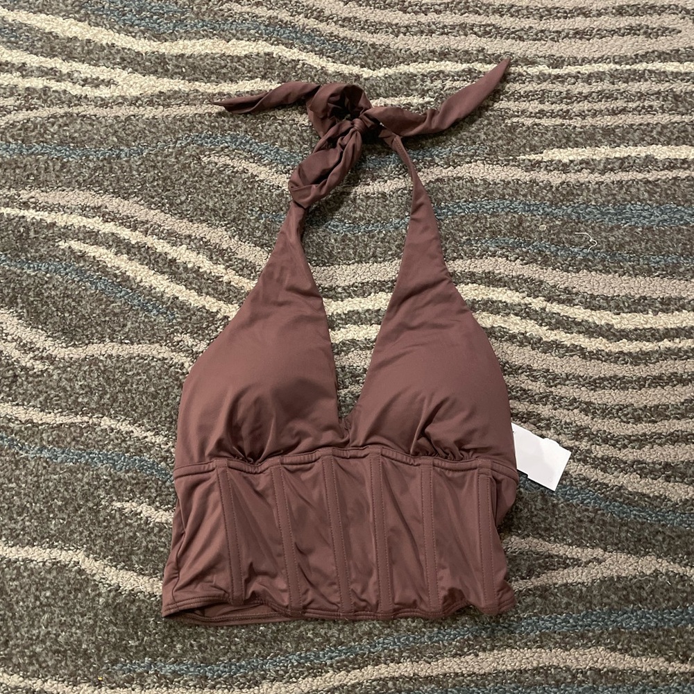 Gilly Hicks Chocolate Halter Corset Top